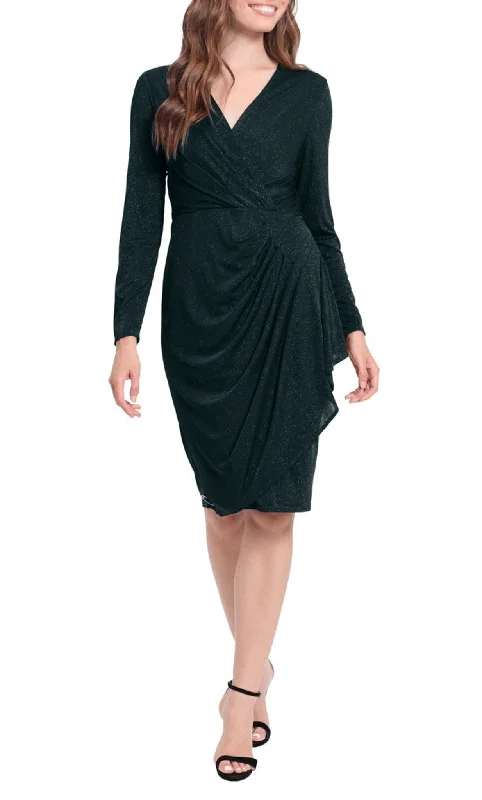 London Times T6498M - Glittered Dress Off-the-shoulder Chic Trendy