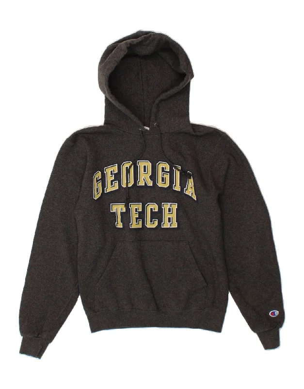 CHAMPION Womens Georgia Tech Graphic Hoodie Jumper UK 6 XS Grey Cotton Hoodie with Oversized Fit Loose Comfortable