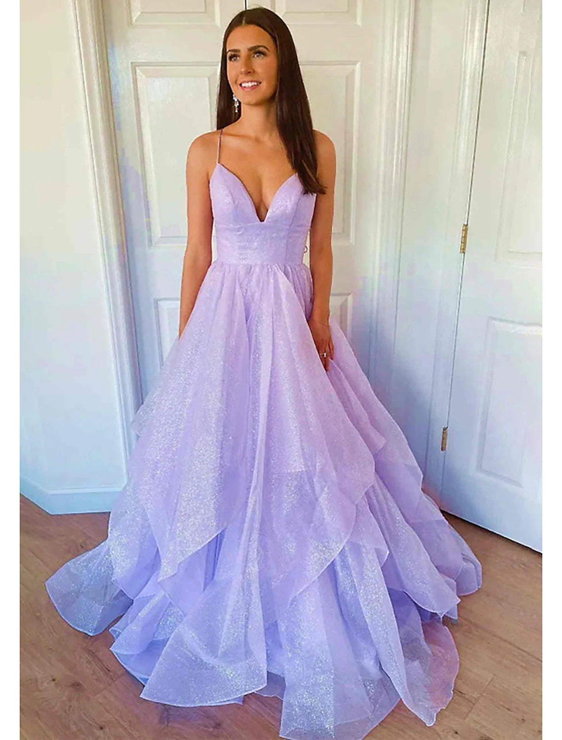 Ball Gown A-Line Prom Dresses Sparkle & Shine Dress Formal Wedding Party Dress Floor Length Sleeveless Sweetheart Tulle Backless with Pleats Ruffles Tunics Spring floral