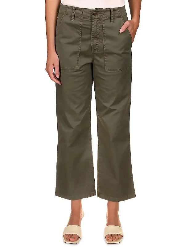 Womens Lightweight Stretch Cropped Pants Classic Flared Pants
