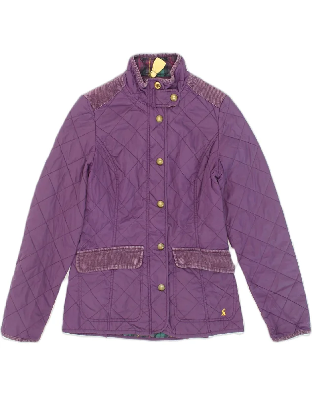 JOULES Womens Quilted Jacket UK 8 Small Purple Polyamide Appliqued Jacket Beaded Jacket Sequined Jacket