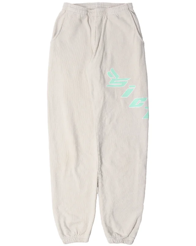 Cream Sweat Pant Trendy High-Waist Trousers
