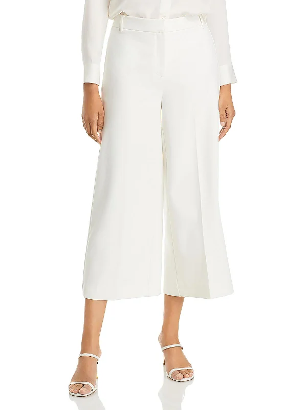 Womens High Rise Solid Wide Leg Pants Sleek Black Pants