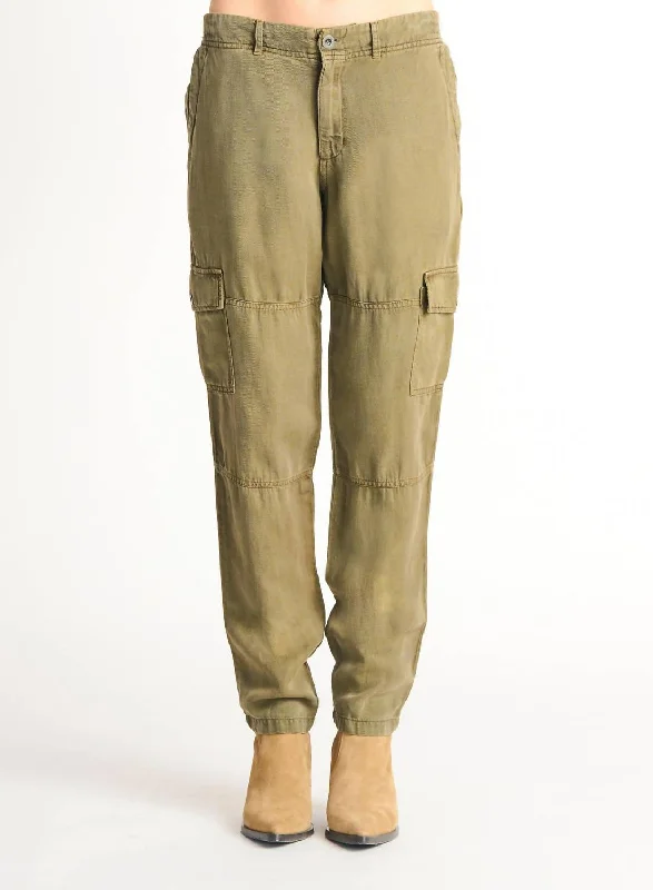Straight Leg Cargo Pant In Olive Formal Stretch Pants