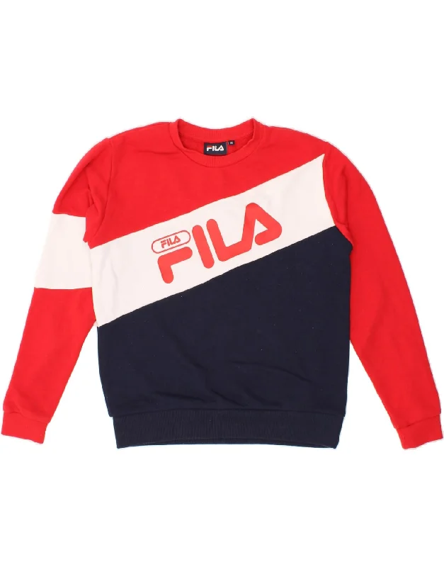 FILA Womens Oversized Sweatshirt Jumper UK 6 XS Multicoloured Colourblock Hoodie with Hood Adjustable Protection FILA Womens Oversized Sweatshirt Jumper UK 6 XS Multicoloured Colourblock Hoodie with Hood Adjustable Protection