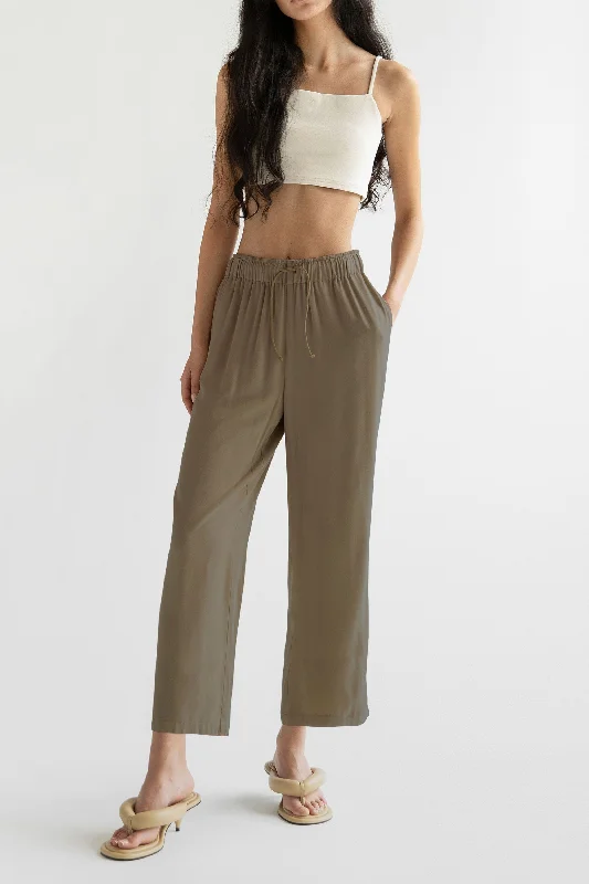 RAYON TWILL PANT Trendy Wide-Leg Pants