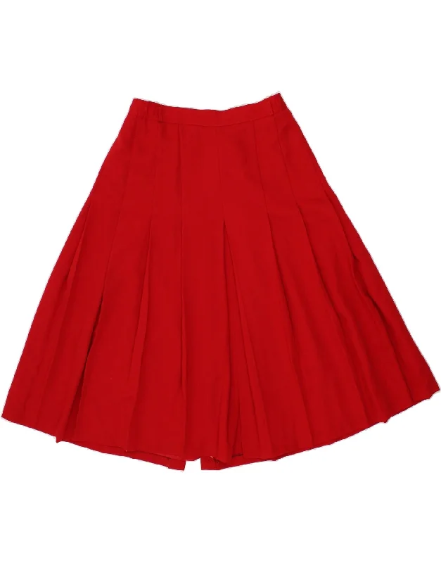 BIANCA Womens High Waist Knife Pleated Skirt IT 44 Medium W30 Red pencil skirt chic
