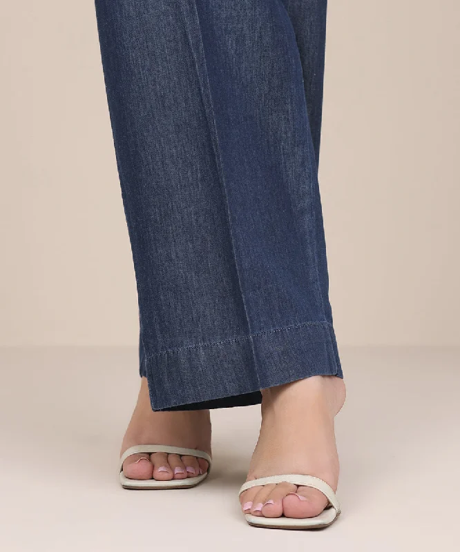 Denim Straight Pants Lightweight Linen Pants