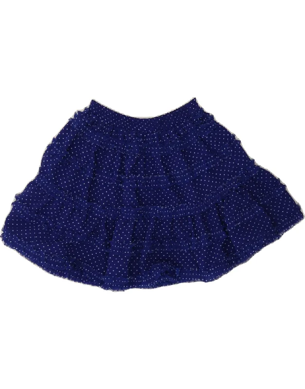 VINTAGE Womens Tiered Skirt XS W24  Navy Blue Polka Dot Polyester leather skirt sleek