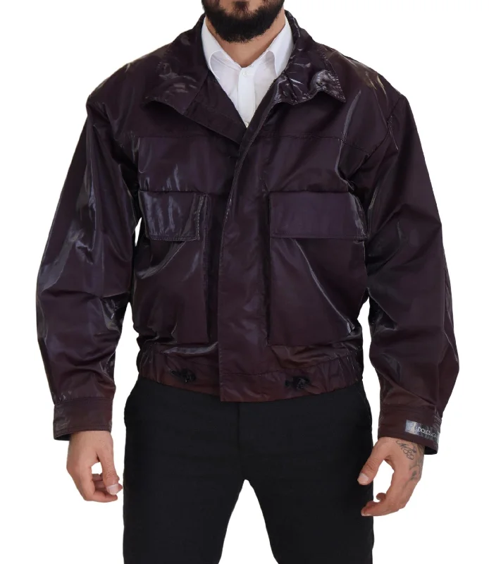 Elegant Purple Biker Jacket Jacket Blazer Coat
