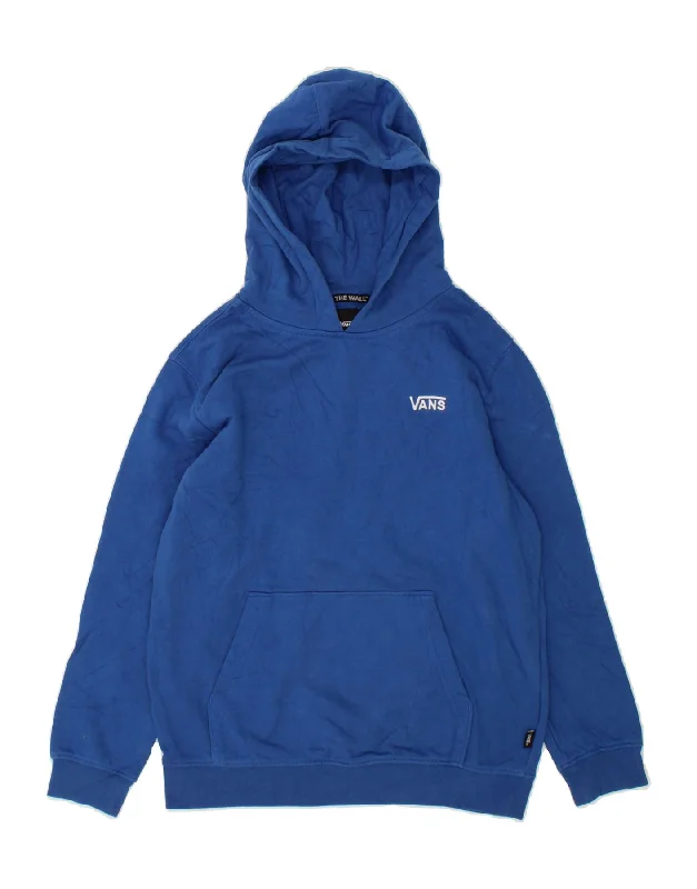 VANS Womens Hoodie Jumper UK 14 Large Blue Cotton Hoodie with High Neck Warm Protective