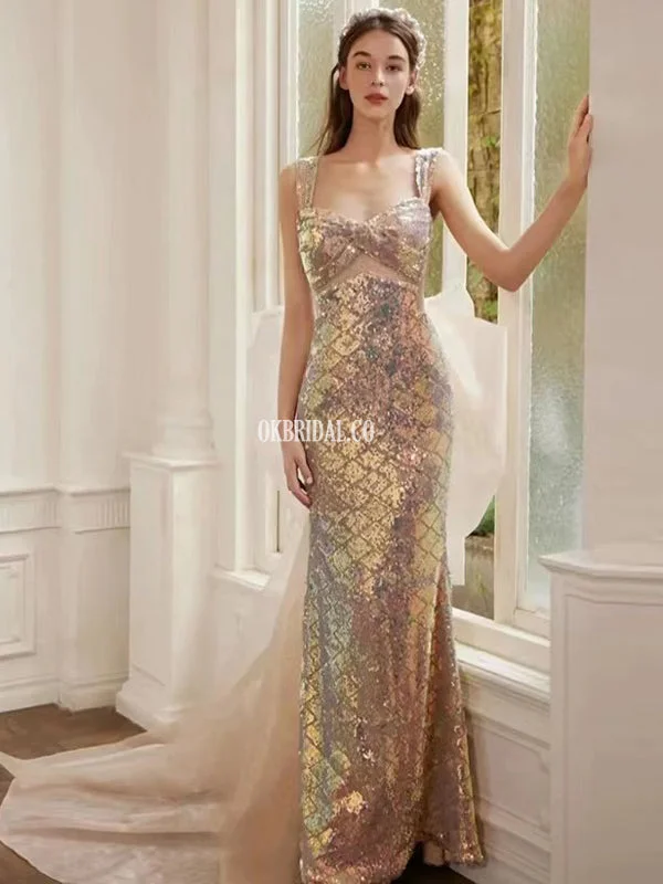 Sparkle Mermaid Sequin Backless Long Prom Dresses, FC7028 Tunics Top rated