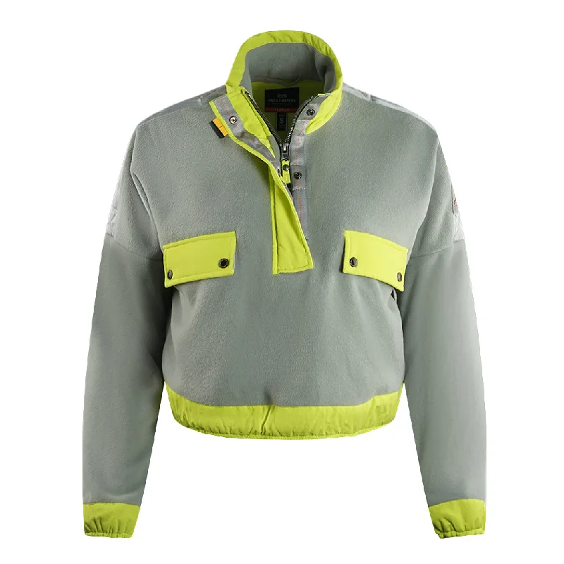 Parajumpers Soraya Grey Half Zip Crop Sweatshirt Hoodie with Tie-Dye Psychedelic Retro
