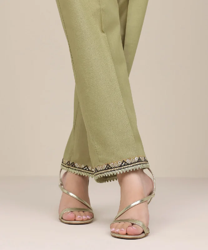Embroidered Khaddar Pants Casual Sweatpants Style