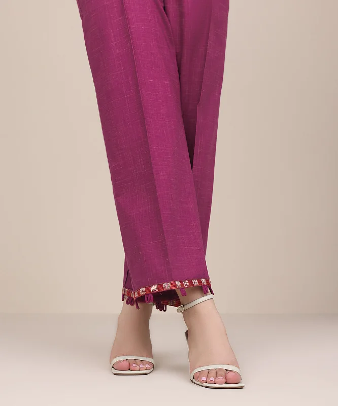 Embroidered Cotton Straight Pants Trendy Wide-Leg Pants