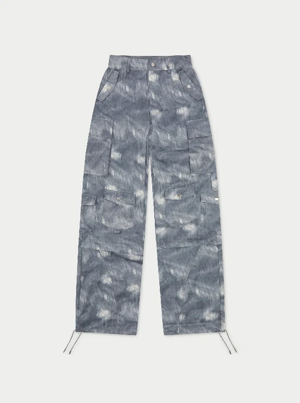 OVERSIZED TIE HEM CARGO PANTS - GREY Trendy Velvet Pants