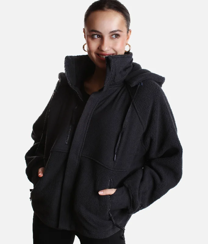 FIND YOUR INNER FLEECE Jacket, Charcoal – Hood, Thumbholes & More! Toggled Jacket Drawstring Jacket Belted Jacket