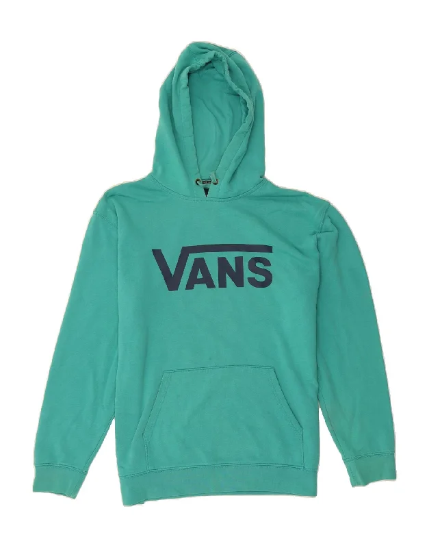 VANS Womens Graphic Hoodie Jumper UK 20 2XL Turquoise Cotton Hoodie with Camouflage Military Edgy