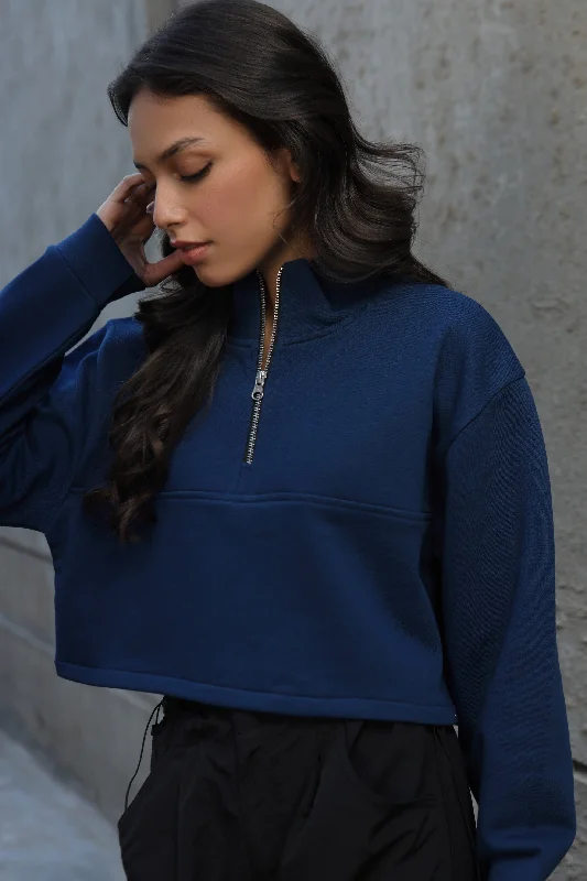 Cropped Sweatshirt With Zip Hoodie with Zipper Versatile Modern