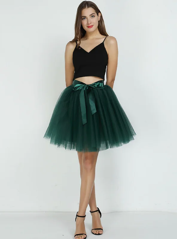 Dark Green 7-Layer Short Tulle Skirt corduroy skirt durable