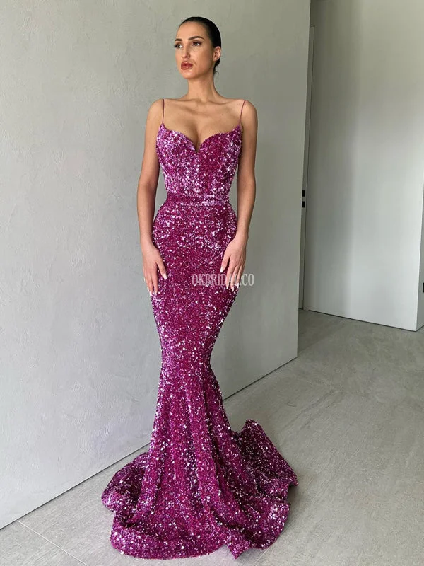 Spaghetti Straps Mermaid Backless Sequin Sparkle Long Prom Dresses, FC7011 Tunics Recommended stylist Spaghetti Straps Mermaid Backless Sequin Sparkle Long Prom Dresses, FC7011 Tunics Recommended stylist