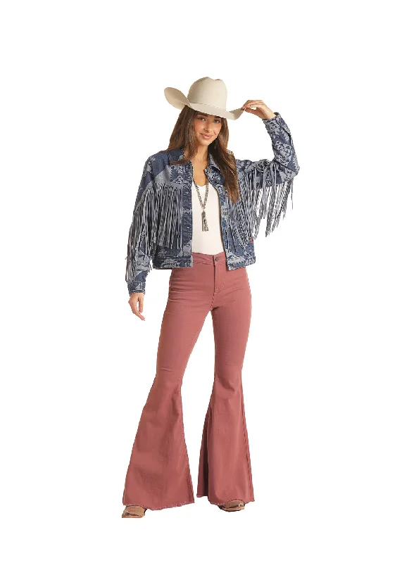 Rock & Roll Denim Ladies Aztec Jacquard Jacket RRWD92RZQC Welt Pockets Slit Pockets Flap Pockets Rock & Roll Denim Ladies Aztec Jacquard Jacket RRWD92RZQC Welt Pockets Slit Pockets Flap Pockets