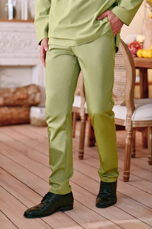 The Perfect Men Slim Fit Pants - Lawn Green Elegant Palazzo Trousers