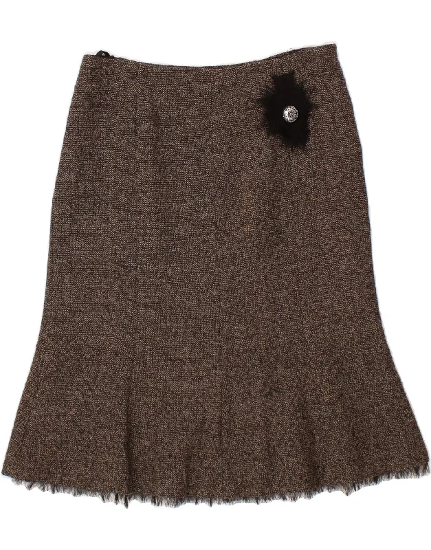 HIRSCH Womens Trumpet Skirt UK 12 Medium W28  Brown low waist skirt