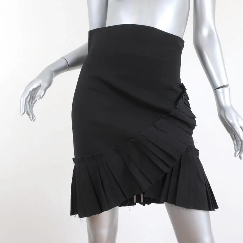 Isabel Marant Skirt Rebel Black Pleated Stretch Linen Size 38 cashmere skirt rich