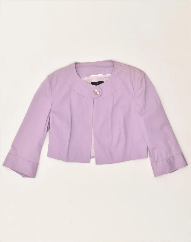 DANIEL HECHTER Womens Crop Bolero Jacket UK 12 Medium  Purple Cotton Lace Jacket Ribbed Jacket Sequined Jacket