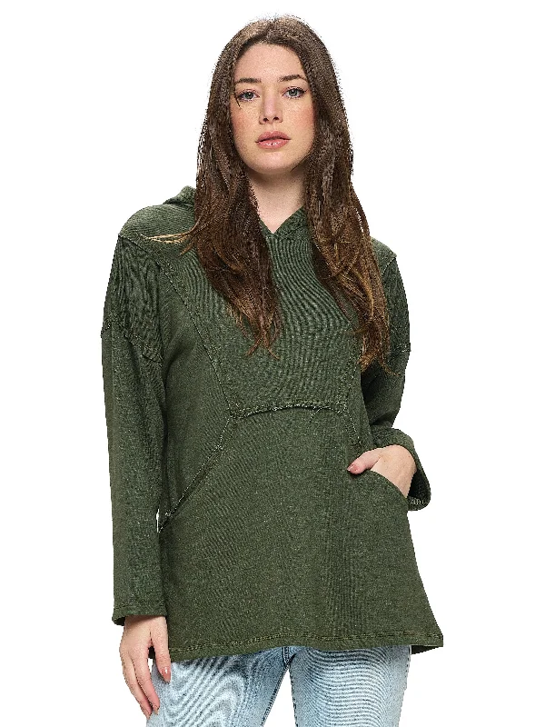 Hoodie Casual Patchwork Front Pockets Hoodie with Metallic Shiny Futuristic