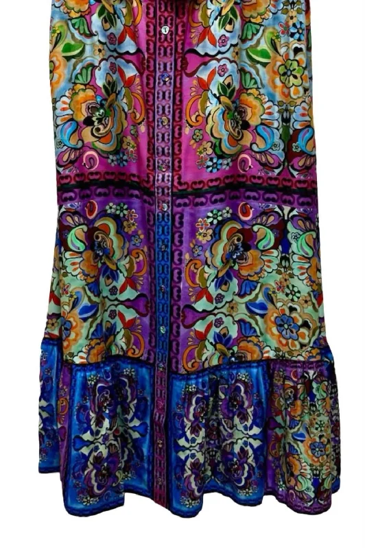 Print Maxi Skirt In Blue Print midi skirt versatile