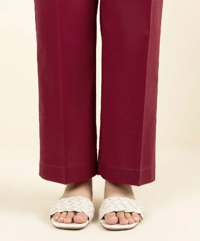 Solid Dobby Straight Pants Chic Capri Pants