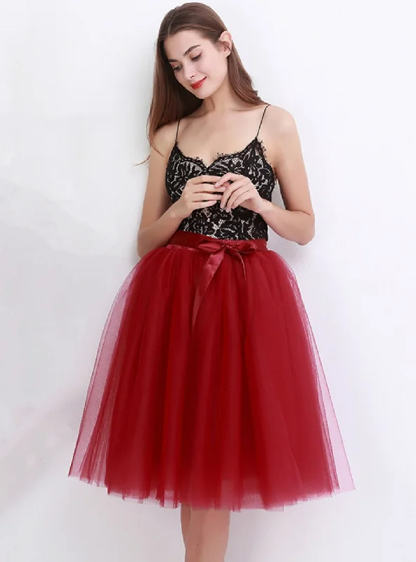 Burgundy 7 Layers Tulle Tutu Skirt wrap skirt elegant