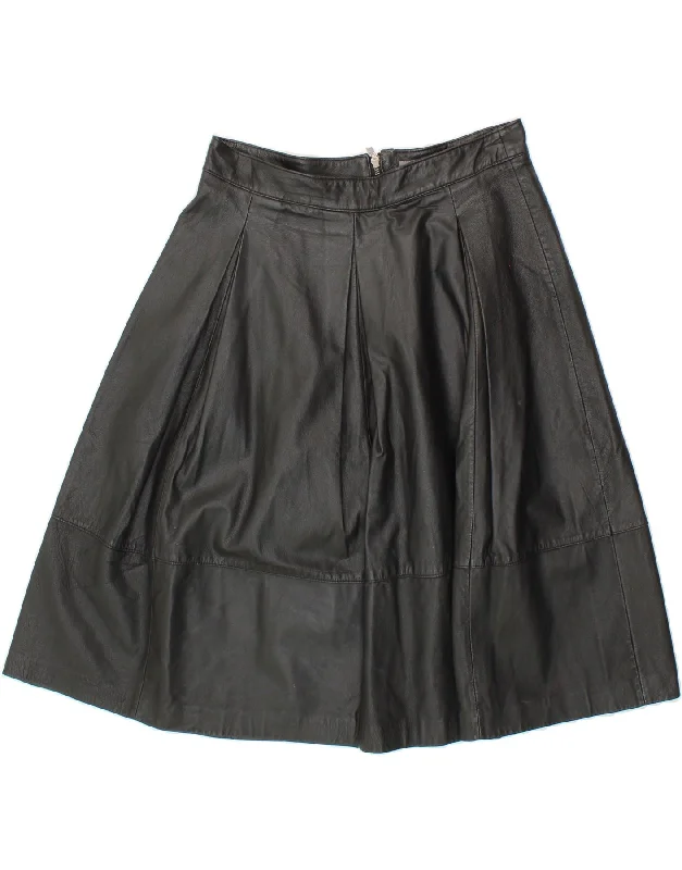 GINATRICOT Womens Leather Skirt IT 42 Medium W30 Black Leather high slit skirt