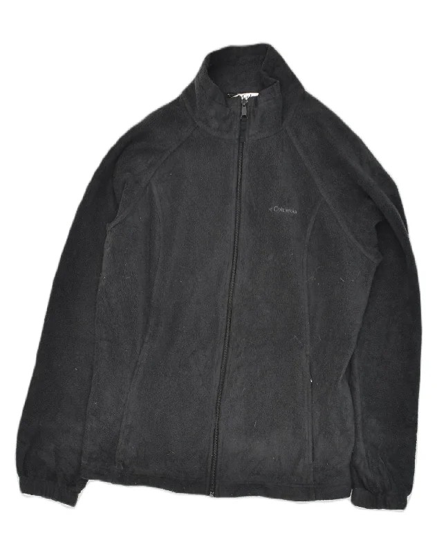 COLUMBIA Womens Fleece Jacket UK 16 Large Black Polyester Zip Front Button Front Snap Front