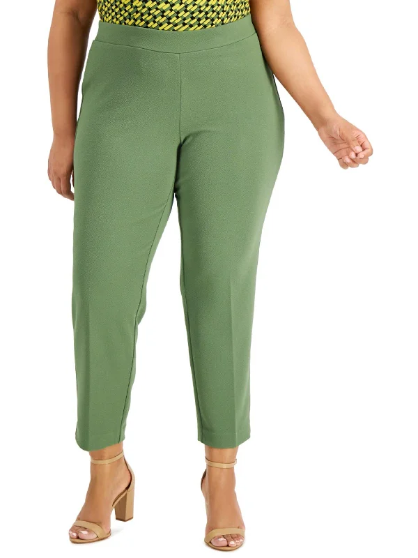 Plus Womens Pull On Slim Ankle Pants Comfortable Denim Trousers