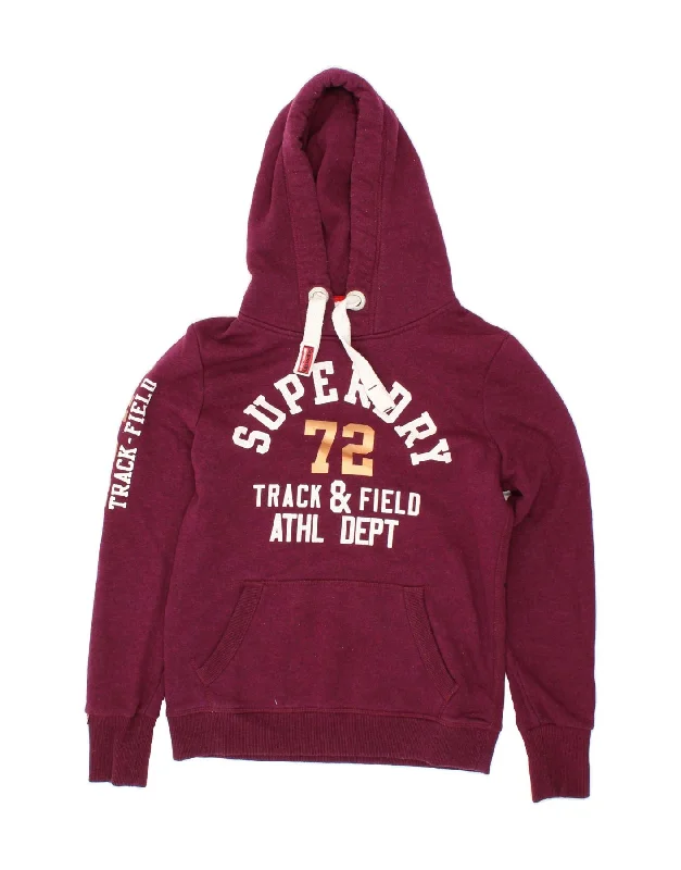 SUPERDRY Womens Graphic Hoodie Jumper UK 12 Medium Purple Cotton Hoodie with Drawcord Adjustable Secure SUPERDRY Womens Graphic Hoodie Jumper UK 12 Medium Purple Cotton Hoodie with Drawcord Adjustable Secure