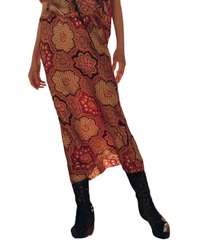 Seabank Skirt In Patchwork Print leather skirt bold