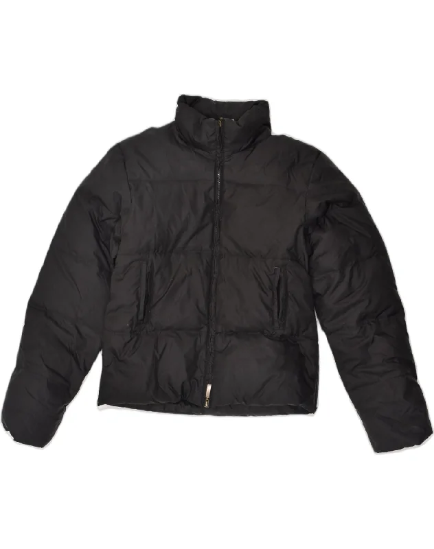 EXTYN Womens Hooded Padded Jacket UK 14 Medium Black Nylon Front Pockets Side Pockets Patch Pockets