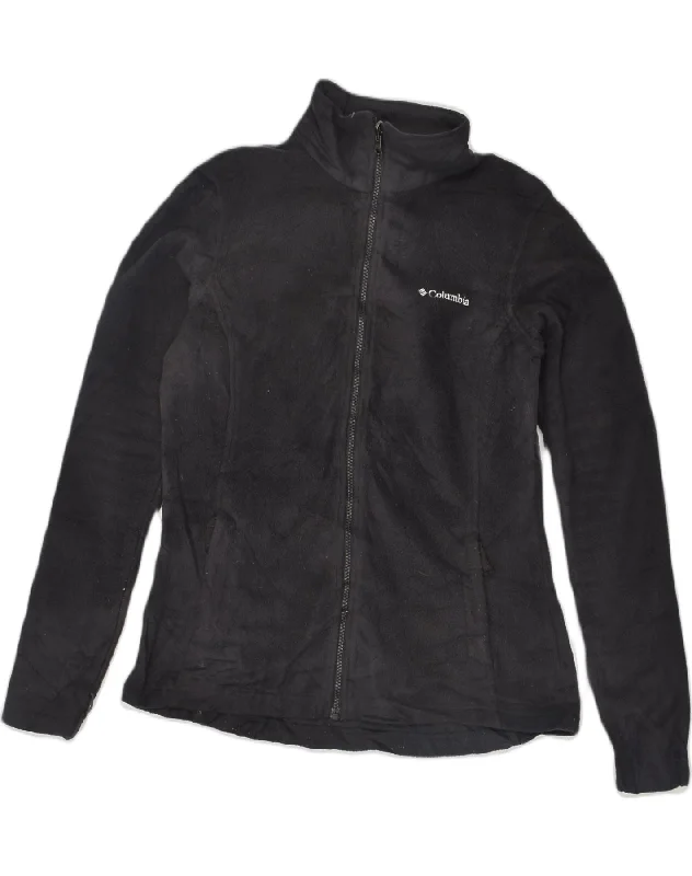 COLUMBIA Womens Fleece Jacket UK 14 Large Black Bomber Jacket Anorak Windbreaker