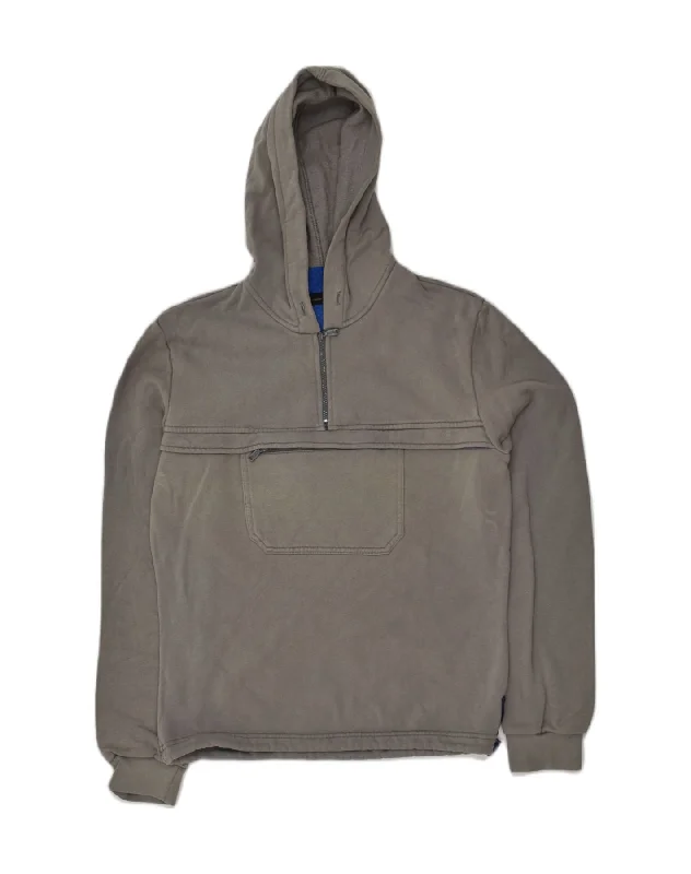 GAS Womens Hooded Anorak Jacket UK 14 Large Grey Trench Coat Raincoat Waterproof Jacket