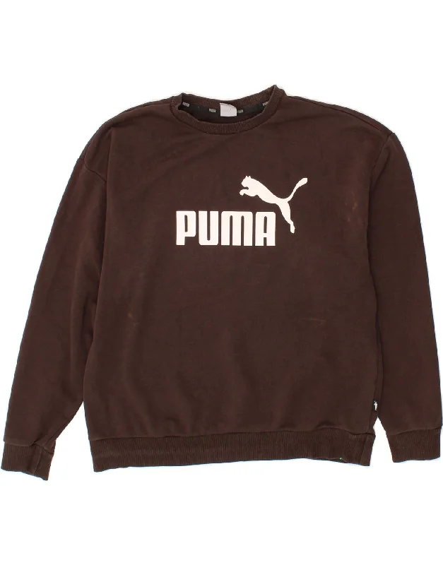 PUMA Womens Graphic Sweatshirt Jumper UK 16 Large Brown Cotton Hooded Sweatshirt Casual Wear Street Style PUMA Womens Graphic Sweatshirt Jumper UK 16 Large Brown Cotton Hooded Sweatshirt Casual Wear Street Style