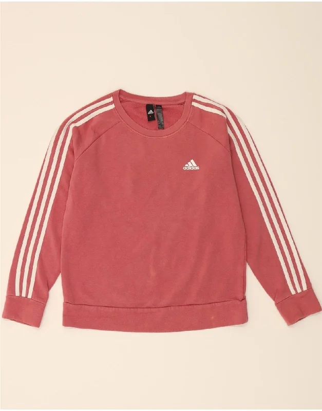 ADIDAS Womens Sweatshirt Jumper UK 12/14 Medium Pink Hoodie with Belted Waist Structured Tailored