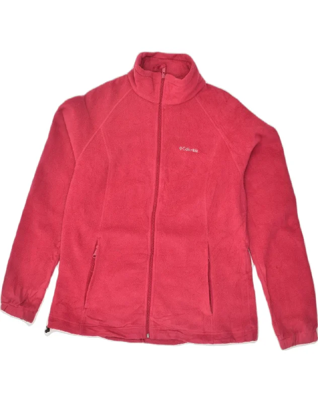 COLUMBIA Womens Fleece Jacket UK 18 XL Pink Polyester Embroidered Jacket Appliqued Jacket Beaded Jacket