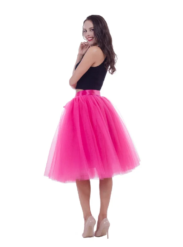 Fuchsia Gauze Belt Puff Tulle Skirt summer skirt style