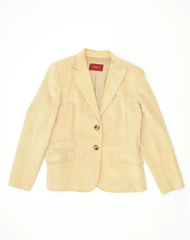 BURBERRY Womens 2 Button Blazer Jacket IT 46 Large Beige Cotton Hooded Jacket Caped Jacket Shawl Collar Jacket
