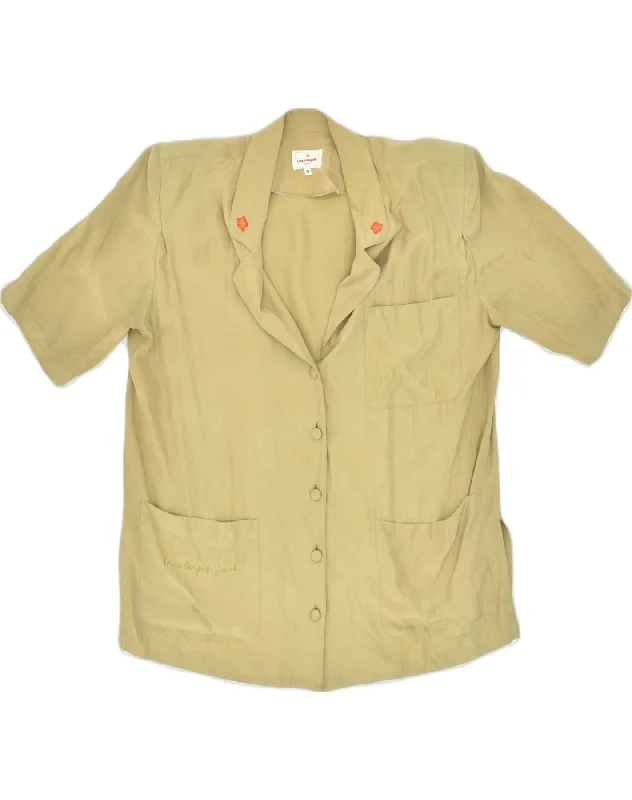 LAURA BIAGIOTTI Womens Short Sleeve Blazer Jacket UK 14 Medium Khaki Quilted Jacket Puffer Jacket Insulated Jacket