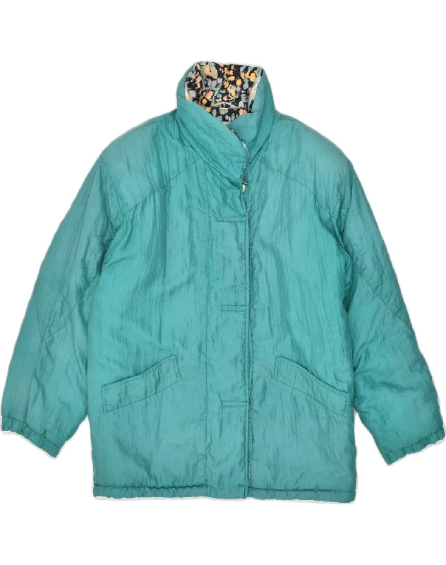 STRATOS Womens Padded Jacket UK 22 3XL Turquoise Rayon Fabric Velvet Fabric Corduroy Fabric