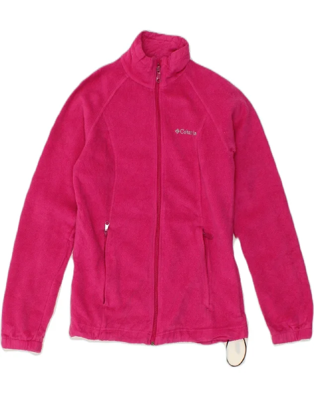 COLUMBIA Womens Fleece Jacket UK 10 Small Pink Polyester Hoodie Zip-Up Jacket Button-Up Jacket